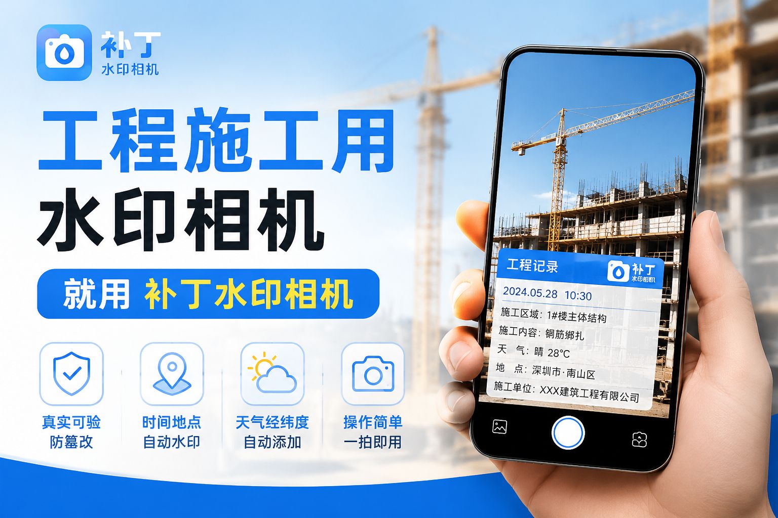 工程施工用水印相机，就用补丁水印相机