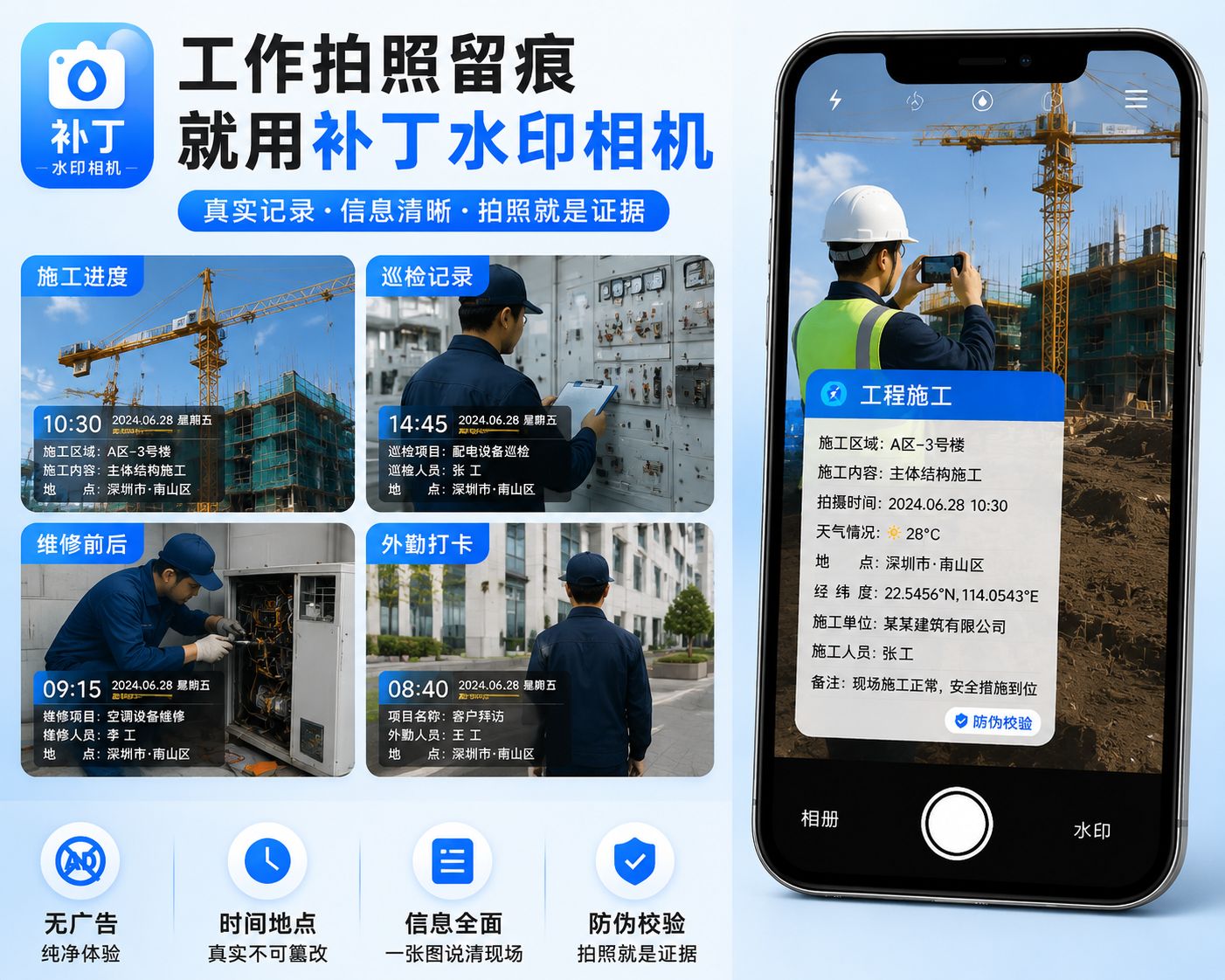 工作拍照留痕,终于找到一款无广告水印相机