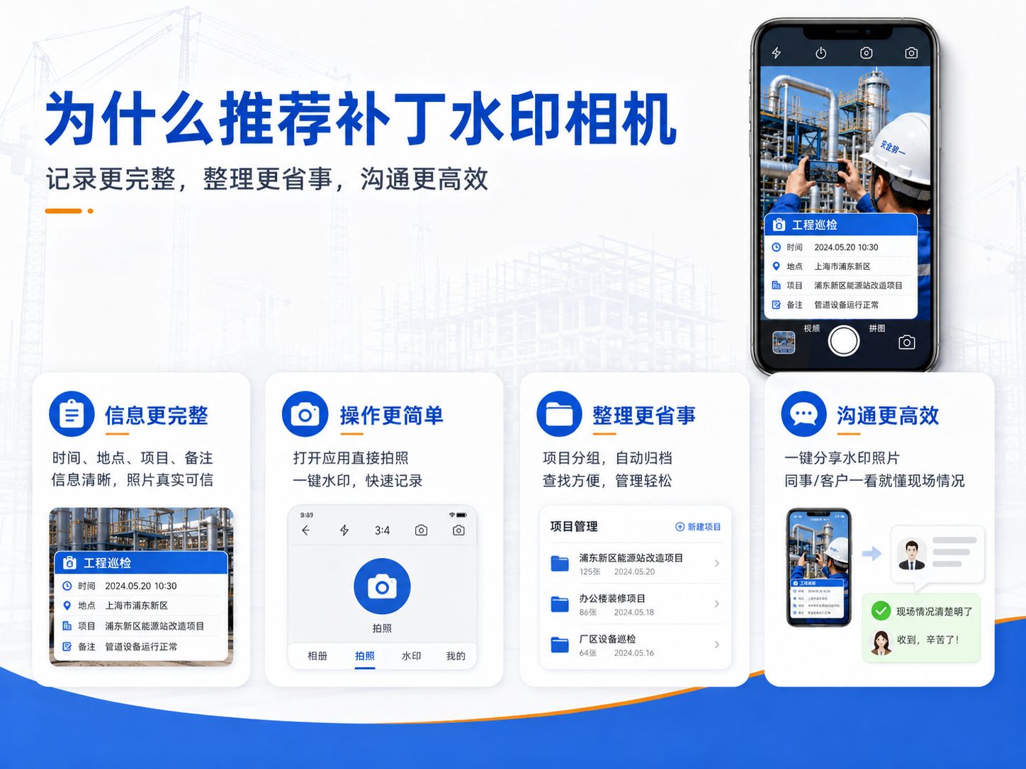 现场拍照更清楚，补丁水印相机帮你做好工作留痕